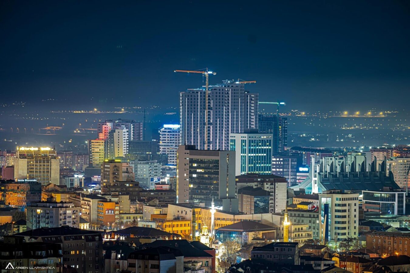 Pristina, Kosovo — city skyline at night